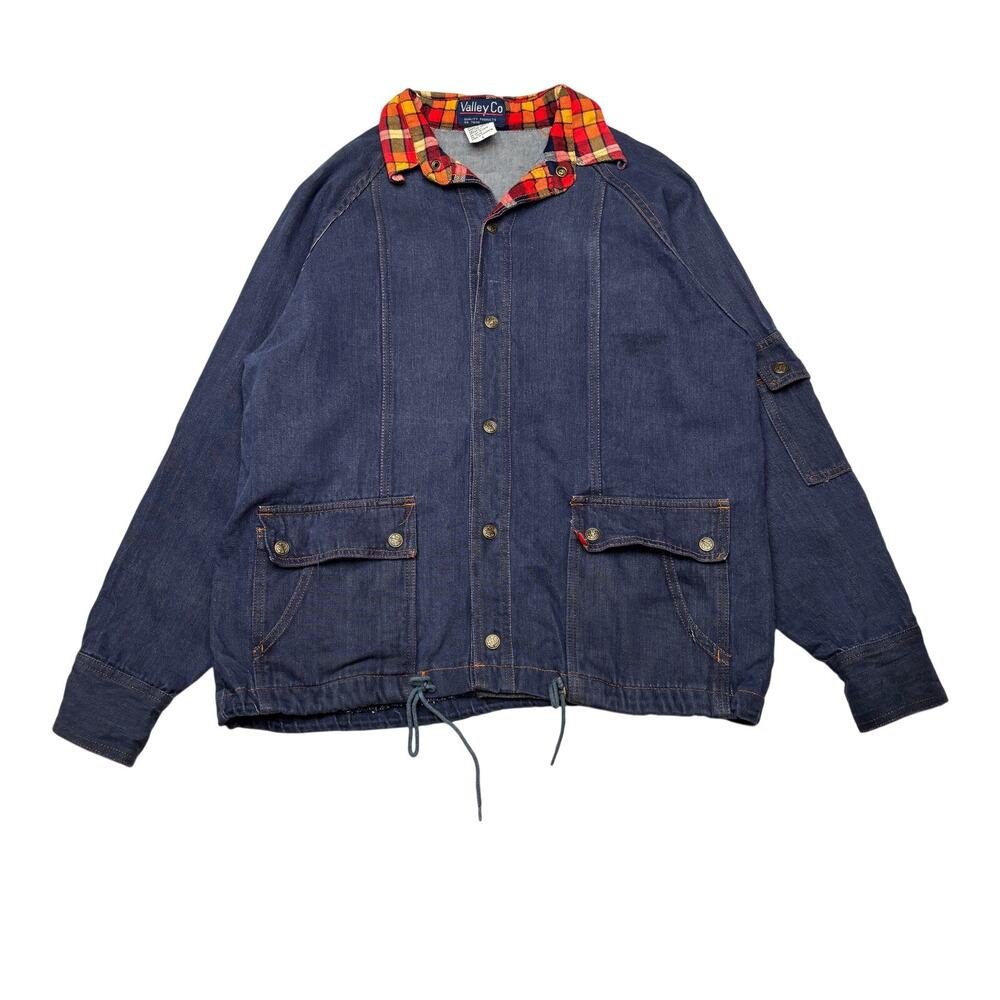 Vintage Valley Co Denim Plaid Jacket Women's Large 80s 90s Workwear Ranch
